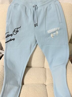 Hoodrich Men's Light Blue Embroidered Joggers